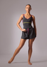 Move Dance Aisling Geschichtete Tanzshorts Schwarz Front [Schwarz]