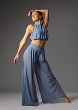 Jolista Amour Neckholder-Crop-Top aus Mesh Schieferblau Front [Blau]