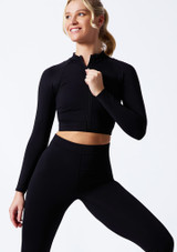 Move Dance Kaia Zip-Up-Jacke Schwarz Front [Schwarz]