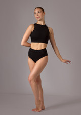 Move Dance Alessandra Crop-Top mit breiten TrÃ¤gern Schwarz Front 3 [Schwarz]