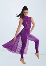 Weissman Sequin Back Panel Unitard Electric Purple [Violett]