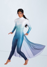 Weissman Printed Back Panel Unitard Ocean Blue [Blau]