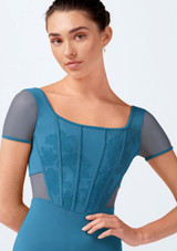 Bloch Olivia Trikot mit Cap-Ärmeln Cerulean Front [Blau]