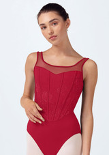 Bloch Isabella Trikot mit breiten Trägern Kirschrot Front [Rot]