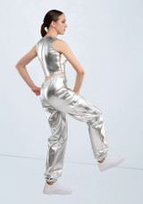 Weissman Metallic Cutout Crop Top Silber Front 5 [Silber]