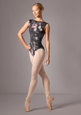 Move Dance Della Boot-Ausschnitt Trikot mit Blumenmuster Schwarz Front 2 [Schwarz]