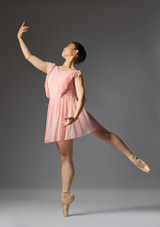 V-Neck short ruffle dress Zartrosa Front 5 [Rosa]