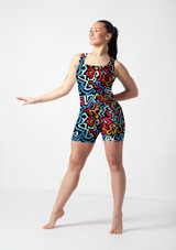 Alegra Print Adriana Unitard mit Quadrat-Ausschnitt AZT Front [Gemustert]