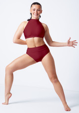 Alegra Shiny Electra Racer Crop Top Burgund Front 3 [Rot]