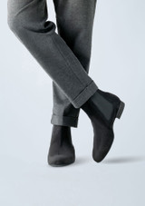 Werner Kern Olbia Wildleder-Tanzstiefelette â€“ 2 cm Absatz Schwarz Front 4 [Schwarz]