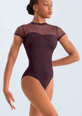 Mirella Trikot mit floraler Stickerei und Stehkragen Merlot Front [Rot]