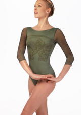 Ballet Rosa rückenfreies Ballett-Trikot mit Druck Grün Vorderseite [Grün]