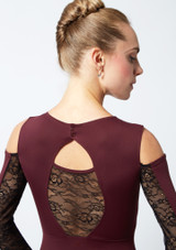 Move Dance langärmliges Ballett-Trikot Arabel mit Spitze und Cold-Shoulder Schwarz Back [Schwarz]