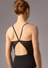 Move Dance Ballett-Trikot Paris mit Spaghettiträgern und Mesh Schwarz Back 2 [Schwarz]
