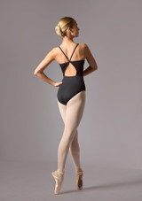 Move Dance Teen Ballettanzug Paris mit SpaghettitrÃ¤gern und Mesh - Schwarz Schwarz Front 3 [Schwarz]