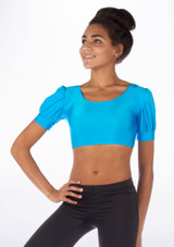 Alegra glänzendes Tanz-Crop-Top Patsy Eisvogel [Blau]