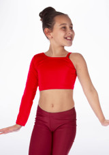 Alegra glänzendes Mädchen Tanz-Crop-Top Echo Rot Hauptsächlich [Rot]
