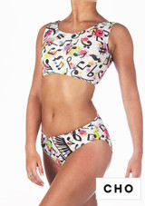 Alegra gemusterter MÃ¤dchen Hotpants-Ganzanzug CHO Front 2 [Braun]