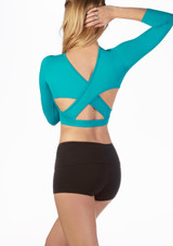 So Danca Tanz-Crop-Top mit 3/4-Ärmeln Blau Rückseite [Blau]