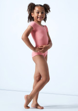 Bloch Kinder Ballettanzug Dujour mit kurzen Ärmeln Rosa Vorderseite 2 [Rosa]