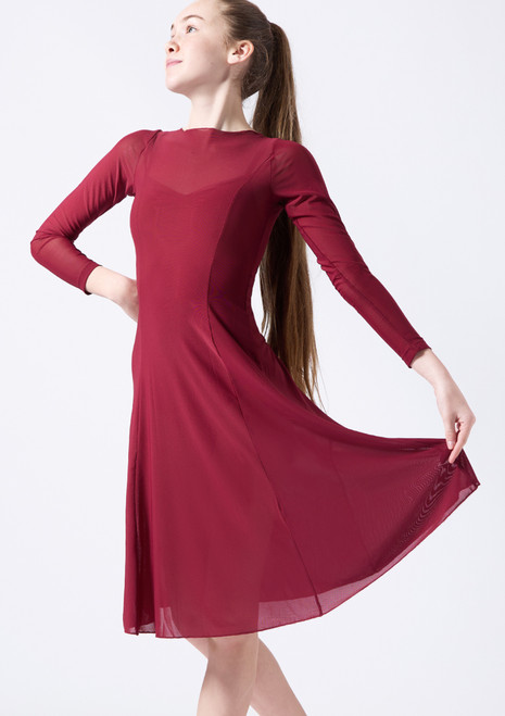 Move Dance langärmliges Teen Contemporary-Tanzkleid Dia Weiß Vorderseite [Weiß]