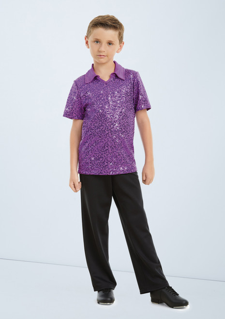 Weissman Sequin Collar Shirt Violett Vorderseite [Violett]