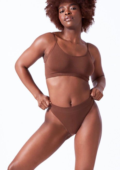Move Dance Annie nahtloser Slip – 2er-Pack Kaffee Vorderseite [Braun]