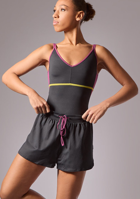Move Dance Aisling Geschichtete Tanzshorts Schwarz Front [Schwarz]