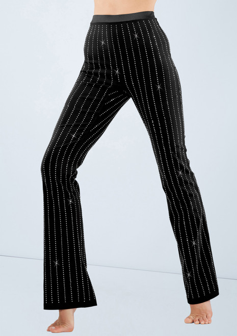 Weissman Rhinestone Pinstripe Pants Schwarz 2 [Schwarz]