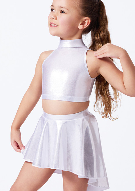 Alegra Metallic Electra Racer Crop Top für Mädchen Silber Front [Silber]