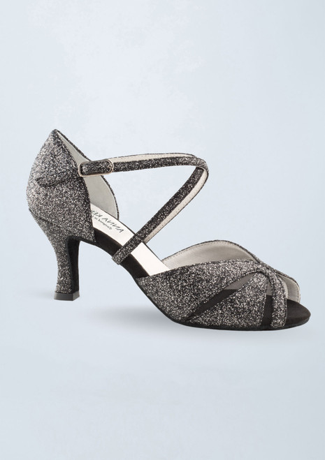 Werner Kern Delphine Brokat-Tanzschuh â€“ 6,1 cm Schwarz Silber Front [Schwarz]