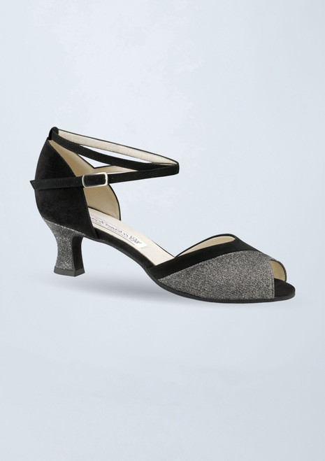 Werner Kern Steph Wildleder-Brocade Tanzschuh â€“ 5,5â€¯cm Absatz Schwarz Silber Front [Schwarz]