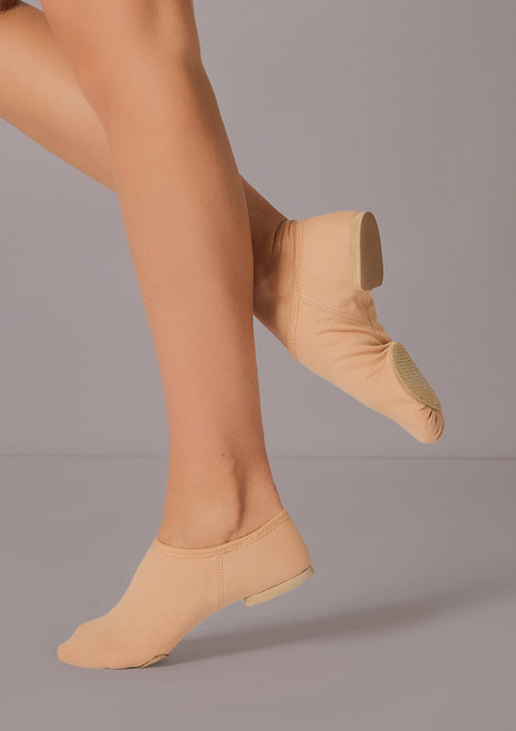 So Danca Leinen-Jazzschuh - geteilte Sohle - Hautfarben Nude Front [Tan]