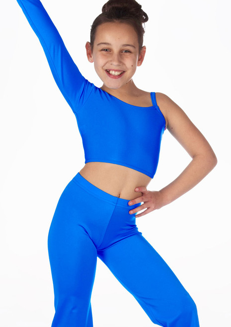 Alegra glänzendes Mädchen Tanz-Crop-Top Echo Konigsblau Hauptsächlich [Blau]