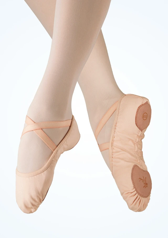 Tendu veganer Leinen-Ballettschuh - geteilte Sohle Rosa Hauptsächlich [Rosa]
