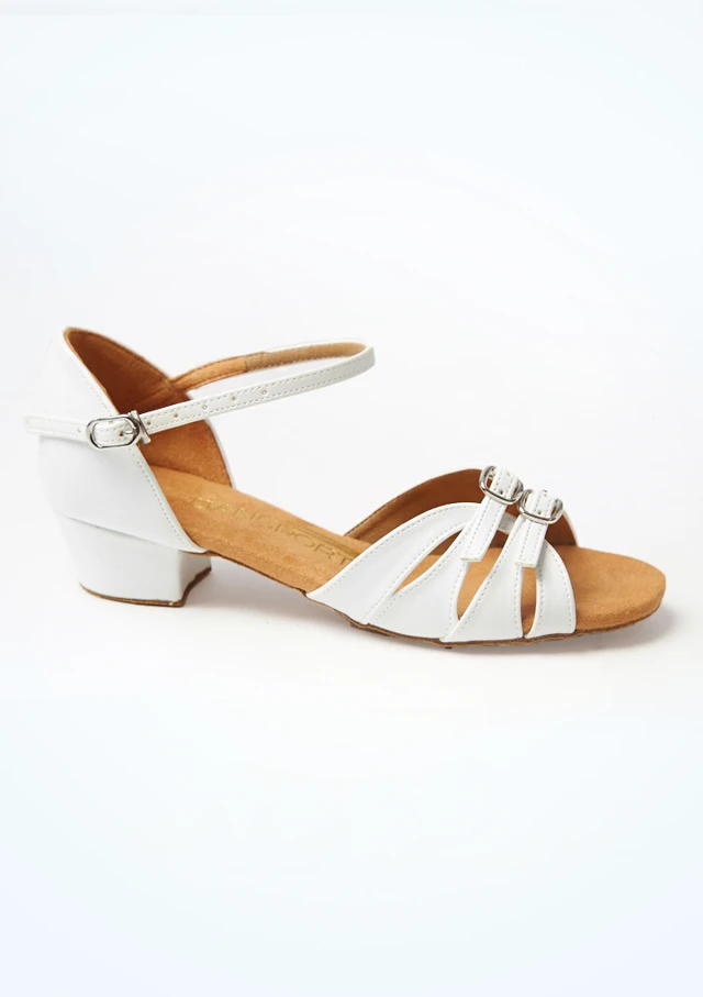 International Dance Shoes für Mädchen G1014 Latein-Tanzschuhe - 3,1 cm Weiß Seite [Weiß]