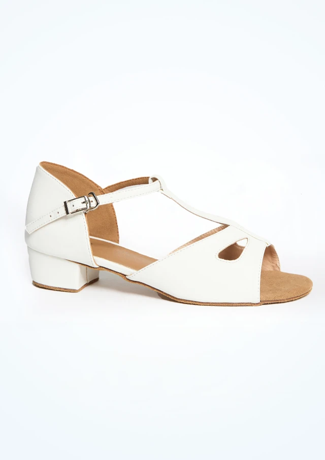 Microfibre PU T-bar cut-out ballroom and latin shoe Weiß Side [Weiß]
