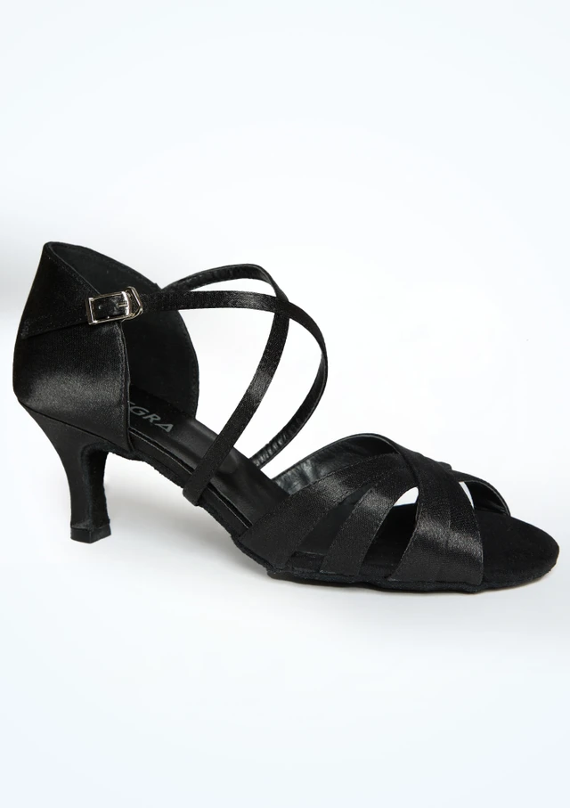 Alegra Cinzia Schwarzer Satin Tanzschuh – 5,7 cm Absatz [Schwarz]