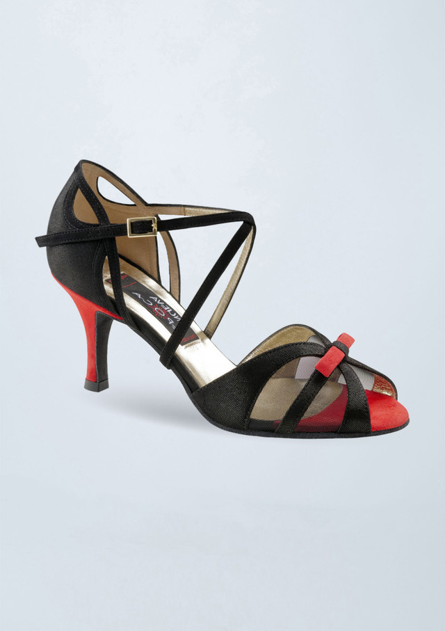 Werner Kern Beatriz Wildleder-Tanzschuh â€“ 8,0 cm Schwarz-Rot Front [Schwarz]