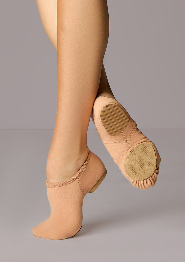 So Danca Leinen-Jazzschuh - geteilte Sohle - Hautfarben Nude Front [Tan]