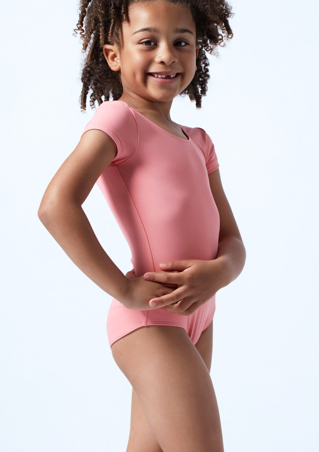 Bloch Kinder Ballettanzug Dujour mit kurzen Ärmeln Rosa Vorderseite [Rosa]