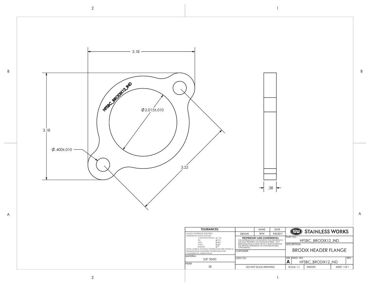 Small Block Chevy Brodix INDIVIDUAL Header Flange