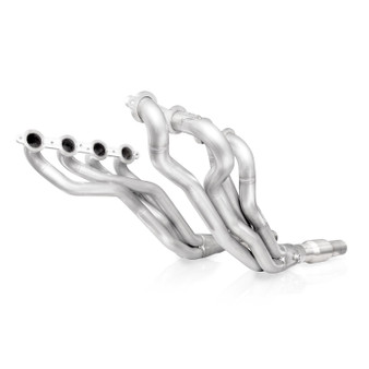 Stainless Works 1994 S10 Long Tube header and cats on white background.