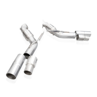 Ford Explorer ST Downpipe system on white background, 3/4s view, showcasing both connection pipes.