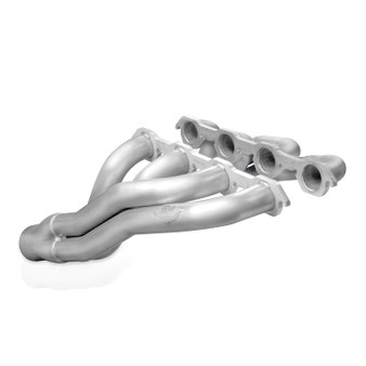 SBFDFT-AFR small block Ford down and forward turbo headers for AFR heads 304 stainless steel 3/8 inch flange 1-7/8 primaries 3 inch slip fit collectors TIG welded back purged oil filter relocation required
