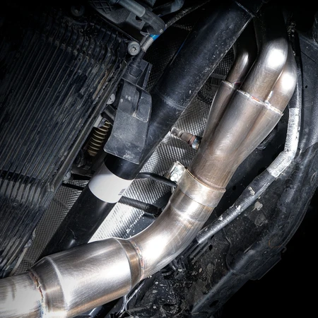 Stainless Works 2019+ Ram Long Tube Header Kit installed on vehicle.