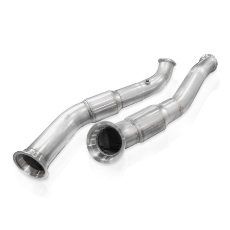 Stainless Works 3-inch down pipe kit with high-flow catalytic converters for 2025+ RAM 1500 3.0L High Output Twin Turbo – 304 stainless steel, made in USA, shown on product or vehicle
