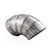 Stainless Steel Pie Cuts welded together into exhaust tube on white background.