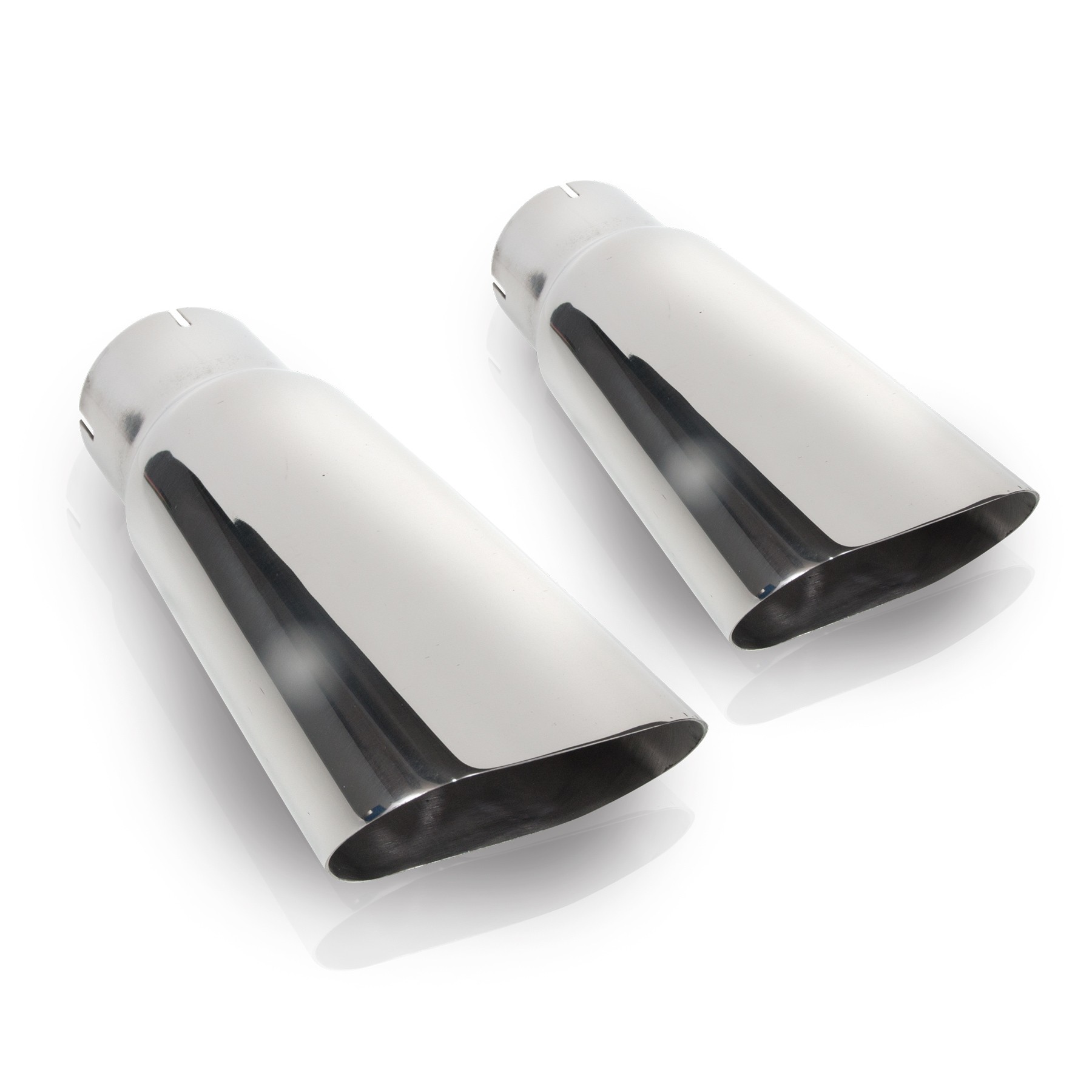 Pair Black Oval Exhaust Tips – 2.5” Inlet, 6” Outlet, 304 Stainless Steel, Audi RS Style