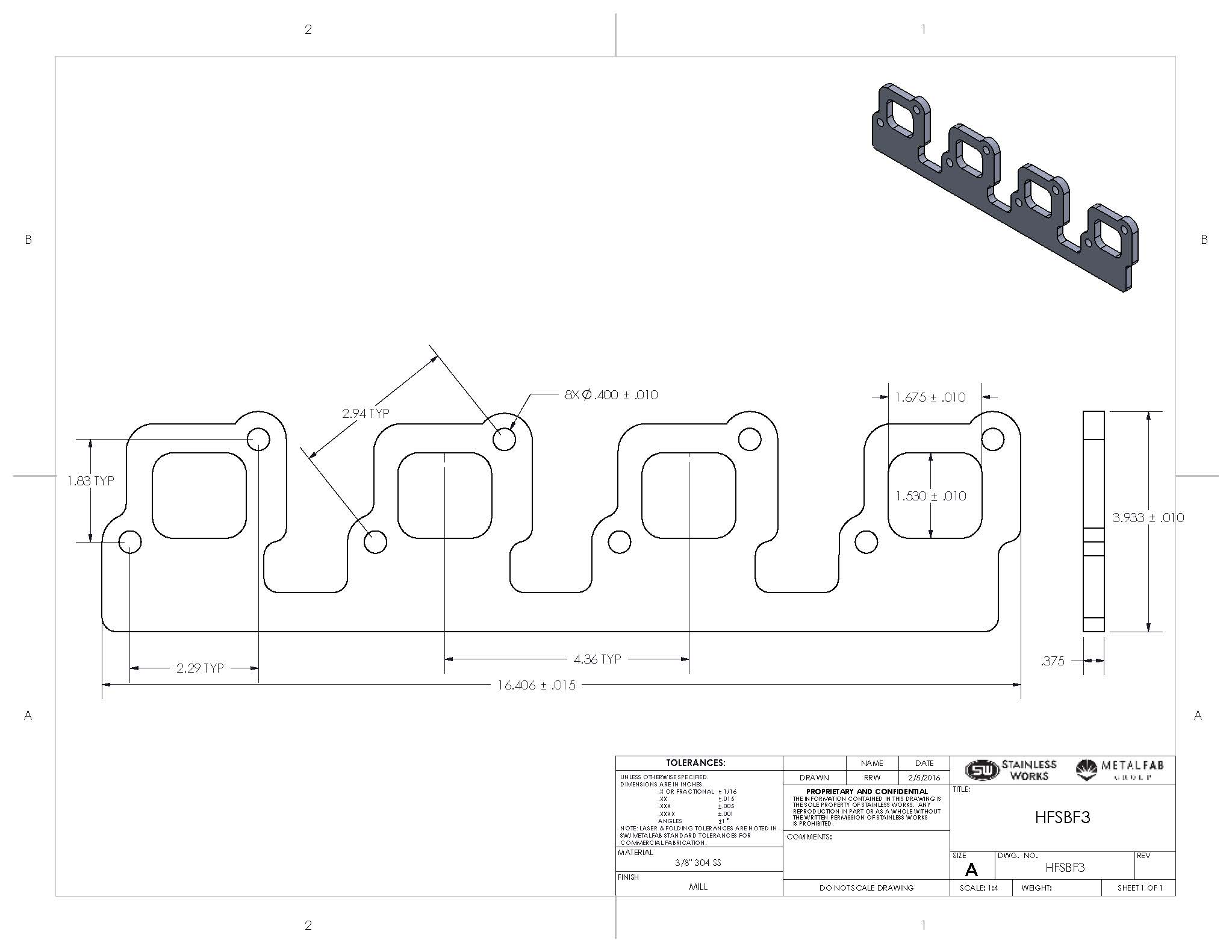 Ford SBF Yates-C3 Header Flange